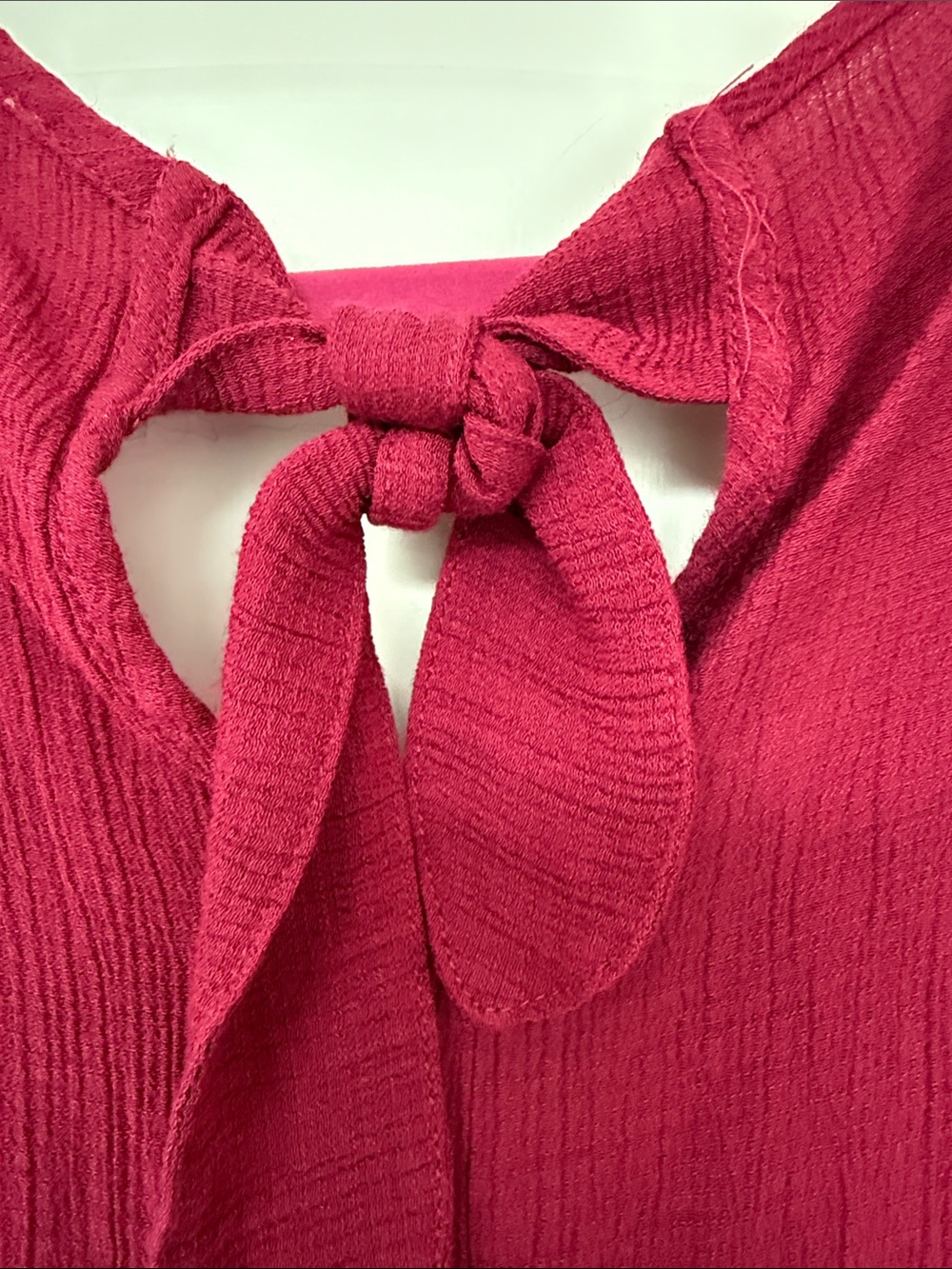 Lily White Raspberry Button-Front Tie-Back V-Neck Top - Picture 7 of 10